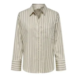 Online Chemise blanche ecru rayée manches longues Femme Femme Haut, Chemise