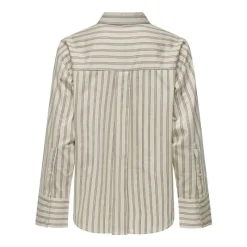 Online Chemise blanche ecru rayée manches longues Femme Femme Haut, Chemise