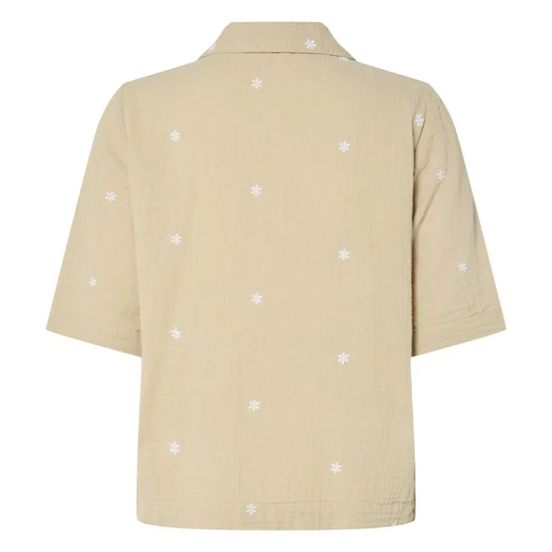 Hot Chemise brodée en gaze de coton Femme Femme Haut, Chemise