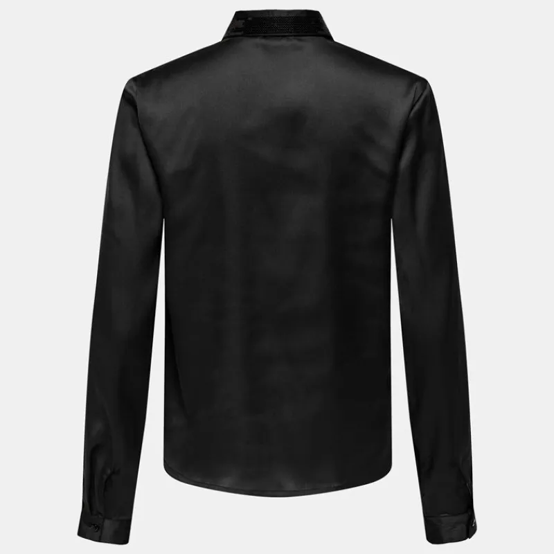 Online Chemise col à sequins fifi effet satiné regular Femme Femme Haut, Chemise