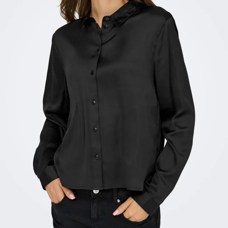 Online Chemise col à sequins fifi effet satiné regular Femme Femme Haut, Chemise