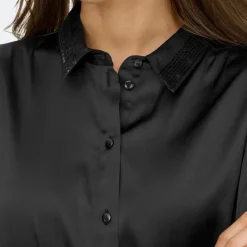 Online Chemise col à sequins fifi effet satiné regular Femme Femme Haut, Chemise