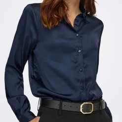 New Chemise col à sequins fifi effet satiné regular Femme Femme Haut, Chemise