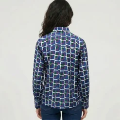 Best Chemise col avec ruban à nouer imprimé graphique malijai Femme Femme Haut, Chemise