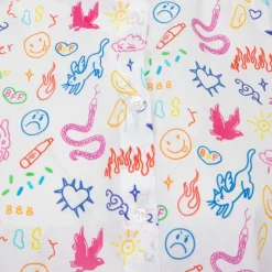 Hot Chemise coton multicolor imprimé dessins col mao Femme Femme Haut, Chemise