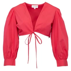 Online Chemise crop karo décolleté V couleur unie Femme Femme Haut, Chemise