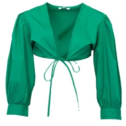 Online Chemise crop karo décolleté V couleur unie Femme Femme Haut, Chemise