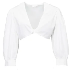 Online Chemise crop karo décolleté V couleur unie Femme Femme Haut, Chemise