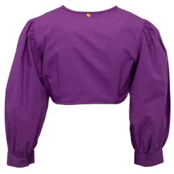 Online Chemise crop karo décolleté V couleur unie Femme Femme Haut, Chemise