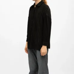 Chemise côtelé velours avec boutons clodette black Femme Femme Haut, Chemise