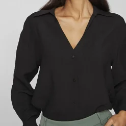 Clearance Chemise Domira col v black beauty Femme Femme Haut, Chemise