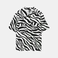 Chemise d'été fluide imprimé zèbre Femme Femme Haut, Chemise