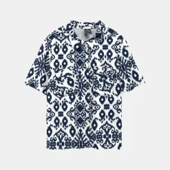 Chemise easy avec imprimé éthnique navy Femme Femme Haut, Chemise