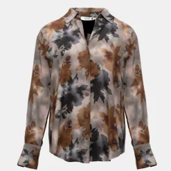 Discount Chemise fluide grigio imprimé à fleurs Femme Femme Haut, Chemise