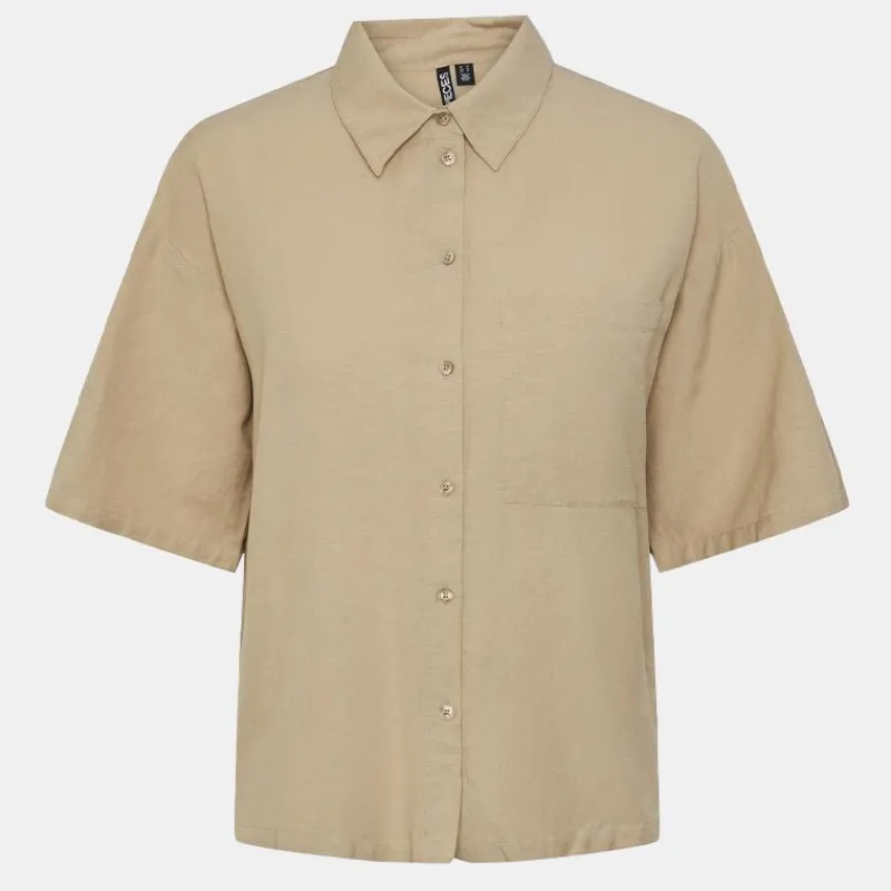 Hot Chemise manches courtes uni Femme Femme Haut, Chemise