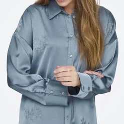 Best Chemise Marta effet satiné à manches longues Femme Femme Haut, Chemise