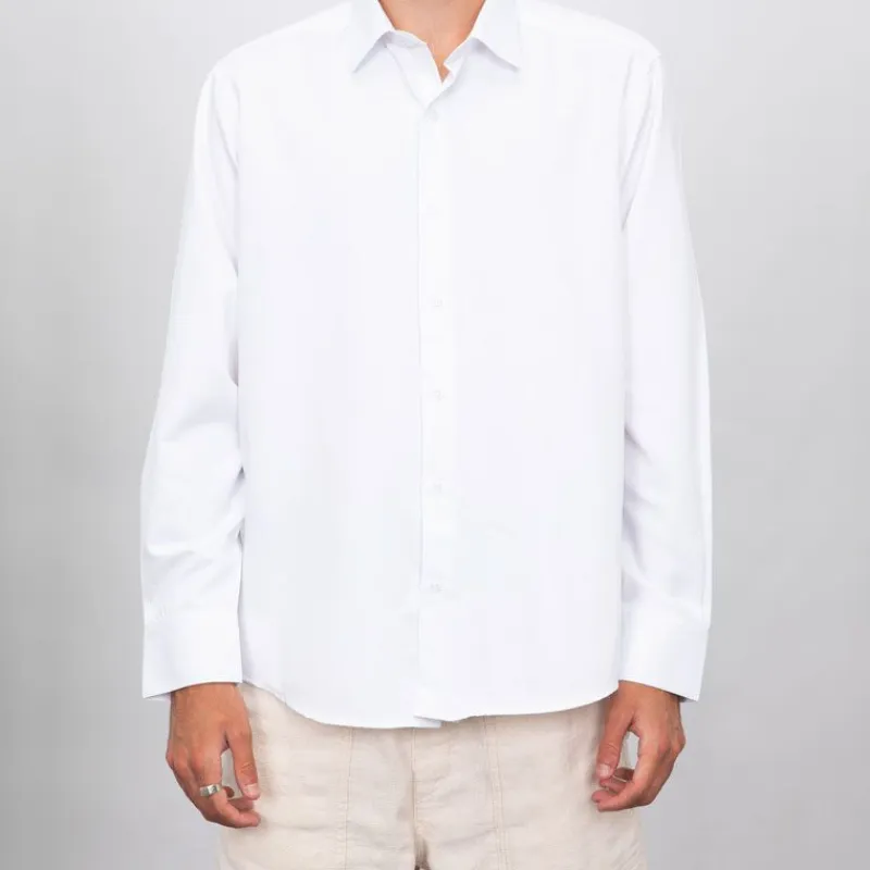 New Chemise unie coton classique Homme Homme Chemise