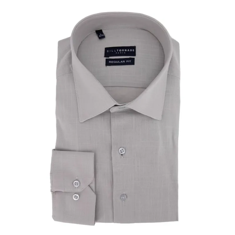 Clearance Chemise unie regular fit coton aspect lin Homme Homme Chemise