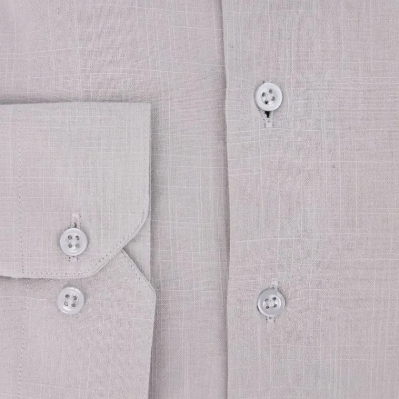 Clearance Chemise unie regular fit coton aspect lin Homme Homme Chemise