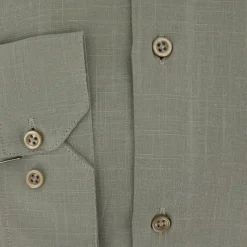 New Chemise unie regular fit coton aspect lin Homme Homme Chemise