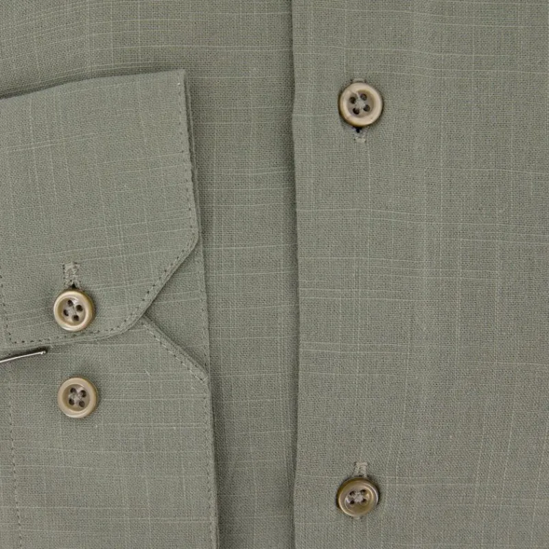 New Chemise unie regular fit coton aspect lin Homme Homme Chemise