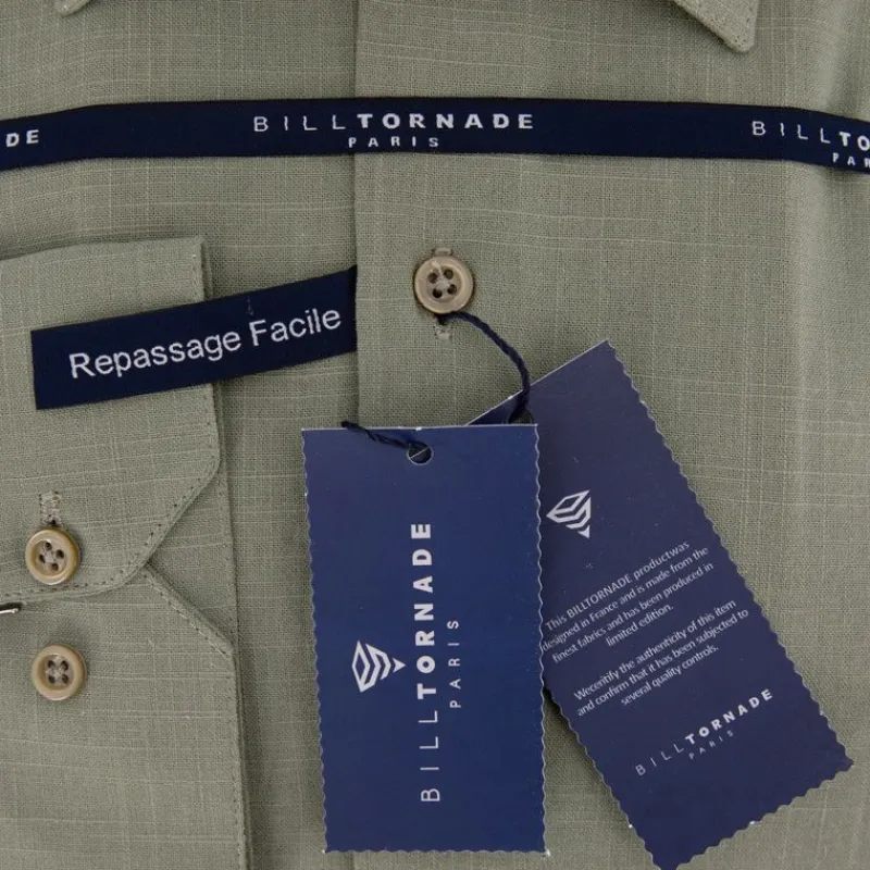 New Chemise unie regular fit coton aspect lin Homme Homme Chemise