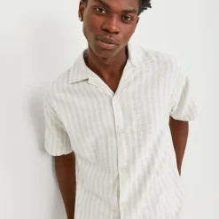 Online Chemisette cabana à rayures tissu sergé Homme Homme Chemise