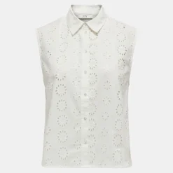 Discount Chemisette tallie broderie anglaise sans manches Femme Femme Haut, Chemise