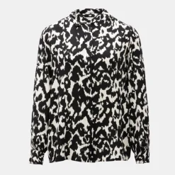 Online Chemisier black imprimé carily Femme Femme Haut, Chemise