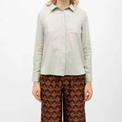 Sale Chemisier gris chiné carli manches longues Femme Femme Haut, Chemise