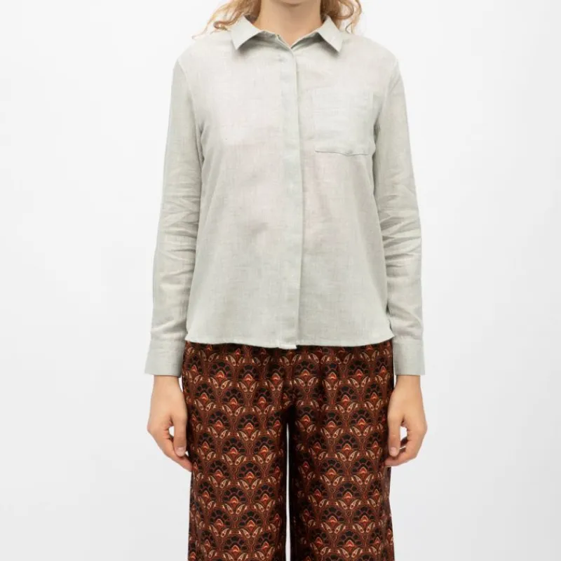 Sale Chemisier gris chiné carli manches longues Femme Femme Haut, Chemise