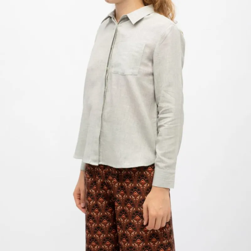 Sale Chemisier gris chiné carli manches longues Femme Femme Haut, Chemise