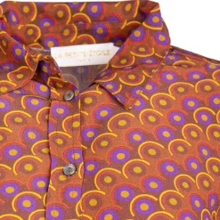 Sale Chemisier imprimé retro orange et violet esmael Femme Femme Haut, Chemise