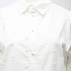 New Chemisier noir claryne à motif coeurs brodés Femme Femme Haut, Chemise