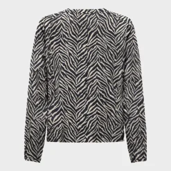 Online Chemisier imprimé zèbre col V avec boutons Femme Femme Haut, Chemise