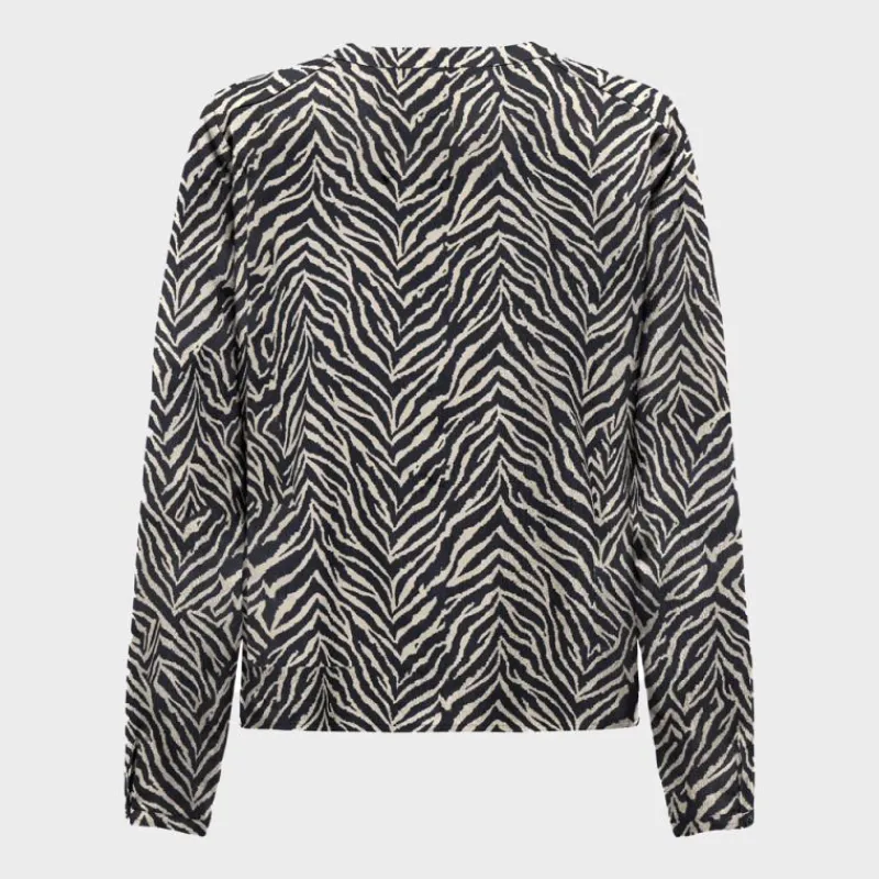 Online Chemisier imprimé zèbre col V avec boutons Femme Femme Haut, Chemise