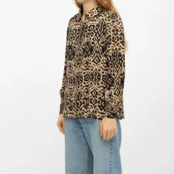 New Chemisier e imprimé éthnique beige paula Femme Femme Haut, Chemise