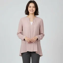 New Chemisier rose pastel leger asymétrique col V Femme Femme Haut, Chemise