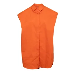 Outlet Chemisier uni manches courtes avec collier Femme Femme Haut, Chemise