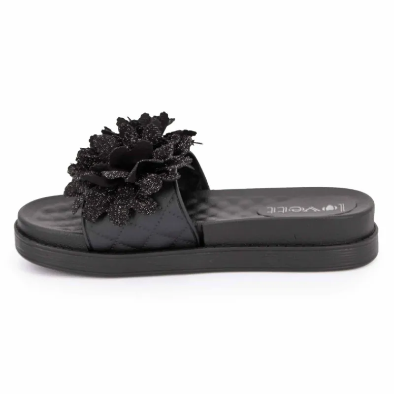 Clearance Claquette avec fleur sur le dessus Femme Femme Tongs, Mules