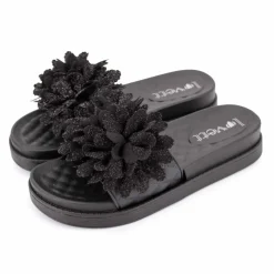 Clearance Claquette avec fleur sur le dessus Femme Femme Tongs, Mules