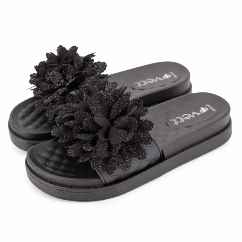 Clearance Claquette avec fleur sur le dessus Femme Femme Tongs, Mules