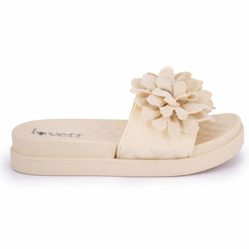 Discount Claquette avec fleur sur le dessus Femme Femme Tongs, Mules
