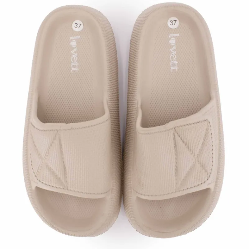 Discount Claquette uni bout rond Femme Femme Tongs, Mules