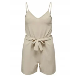 Clearance Combishort col v bretelles réglables ceinture uni Femme Femme Combinaison