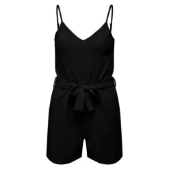 Hot Combishort col v bretelles réglables ceinture uni Femme Femme Combinaison