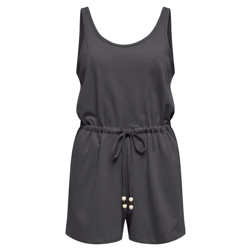 Clearance Combishort sans manches avec perles uni Femme Femme Combinaison