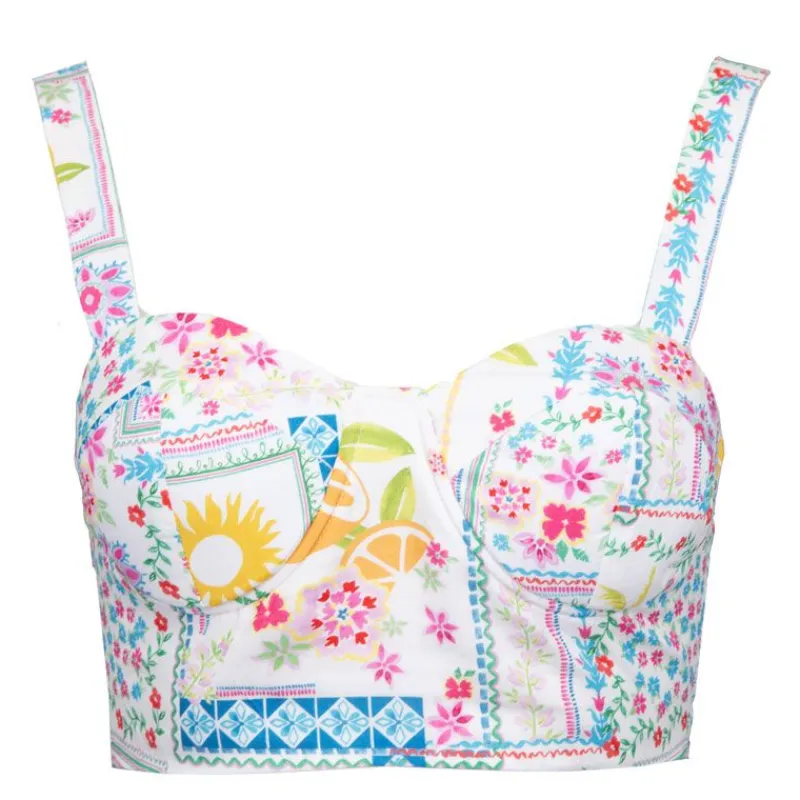 Clearance Corset top carré della à bretelles imprimé Femme Femme Haut, Chemise