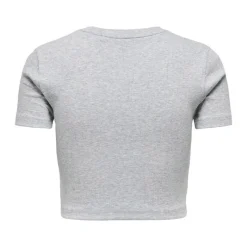 New Crop top manches courtes uni Femme Femme Haut, Chemise