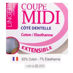 Outlet Culotte coupe midi côté dentelle Femme Femme Lingerie